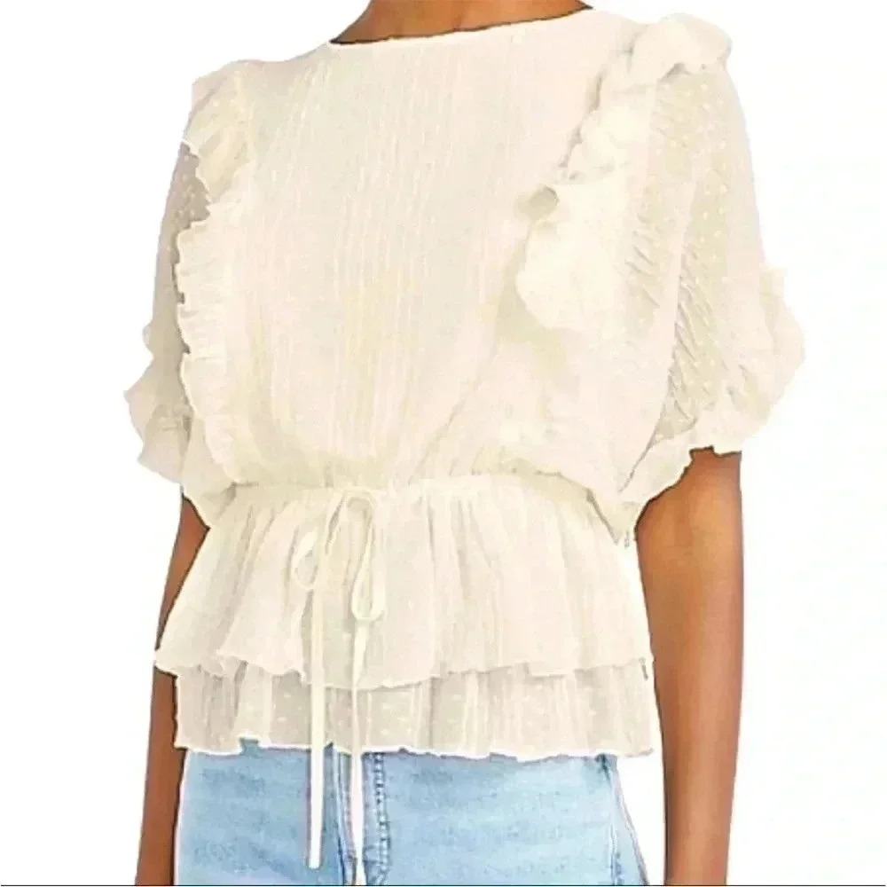 Express Cream Ruffle Blouse